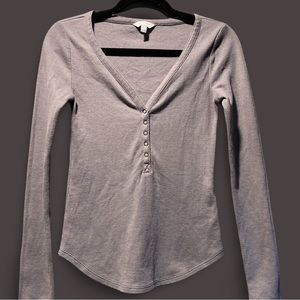 Lucky Brand XS grey thermal henly knit